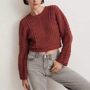 Madewell Cable Knit Cropped Sweater